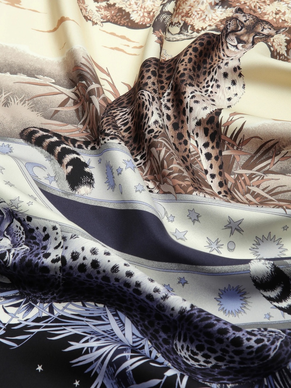 Salvatore Ferragamo Day & Night print silk scarf Navy